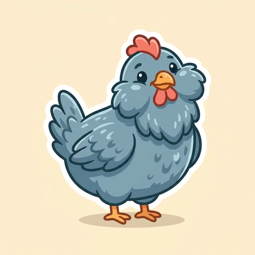 Cartoon blue-grey Ameraucana hen sticker