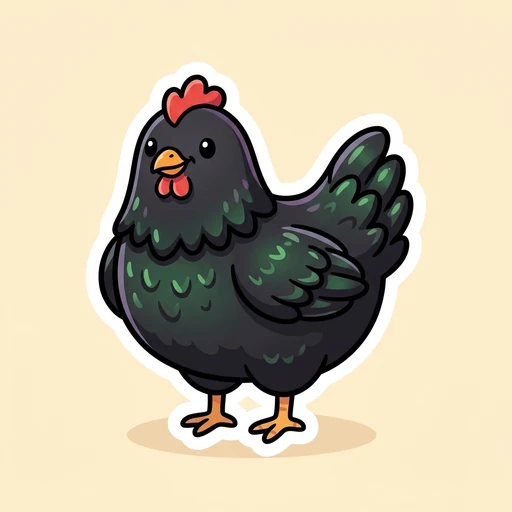 Cartoon black Australorp hen sticker