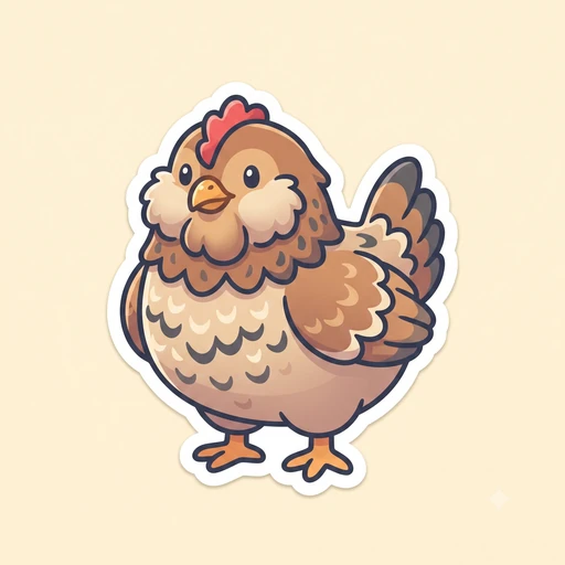 Cartoon speckled Easter Egger hen sticker