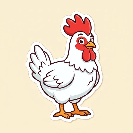 Cartoon white Leghorn hen sticker