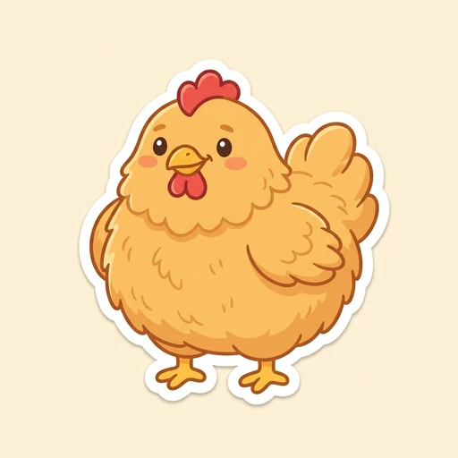 Cartoon golden Buff Orpington hen sticker