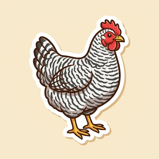 Cartoon black-and-white barred Plymouth Rock hen sticker