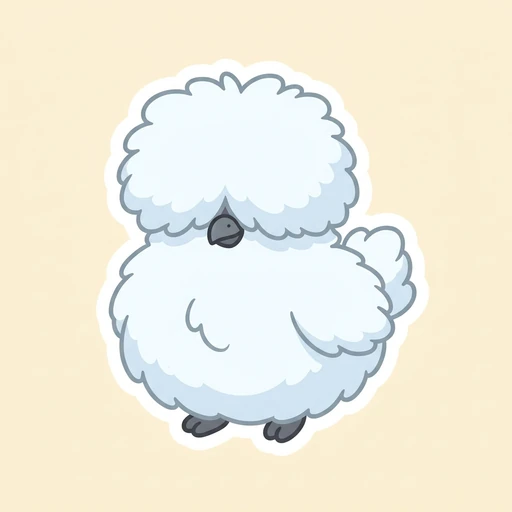 Cartoon fluffy white Silkie chicken sticker